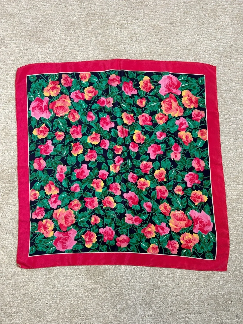 Rose Floral Print Square Chiffon Scarf 29
